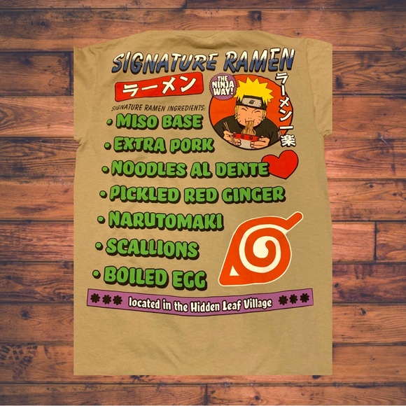 Naruto Shippuden Ichiraku Ramen Shirt Rare Menu Anime Hidden Leaf Villaige - Picture 6 of 6